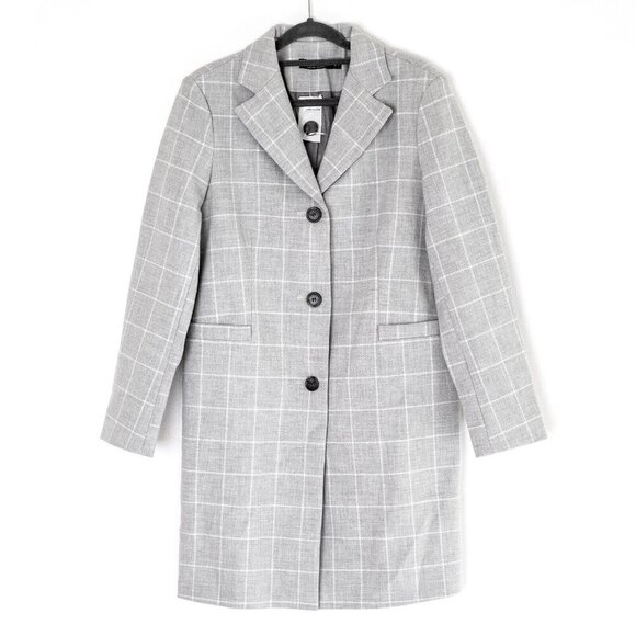 NWT Lauren Ralph Lauren Women's Gray Plaid Gingham Crepe Reefer Coat - Size S - Picture 4 of 10